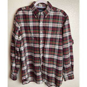 Ralph Lauren tartan plaid button down shirt holiday size Large